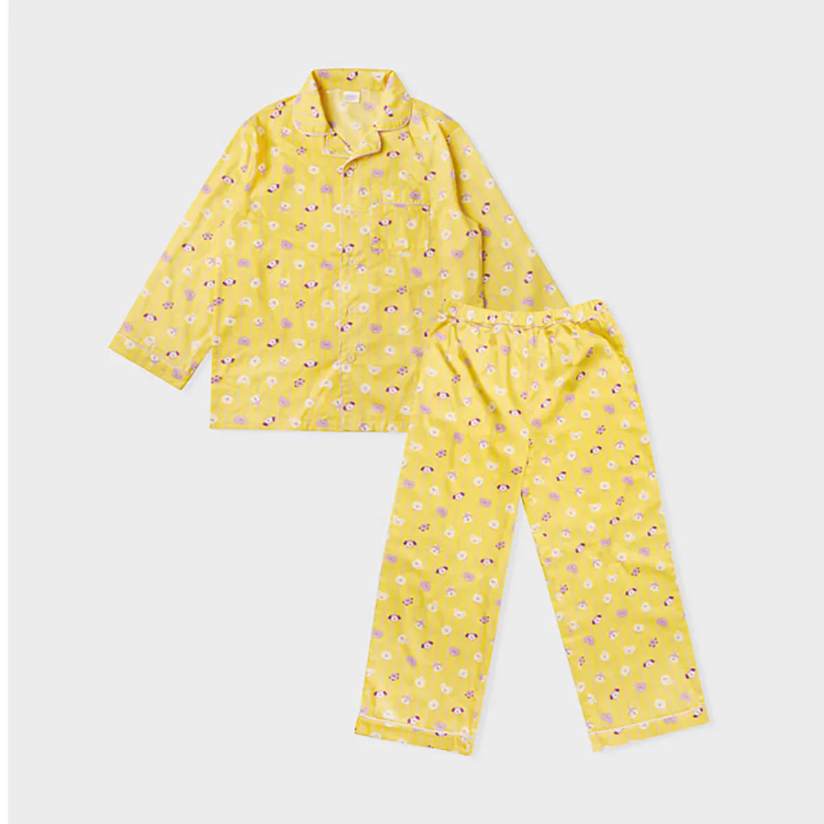 BT21 NEW BASIC EDITION STRIPED PAJAMA SET YELLOW (MEDIUM)