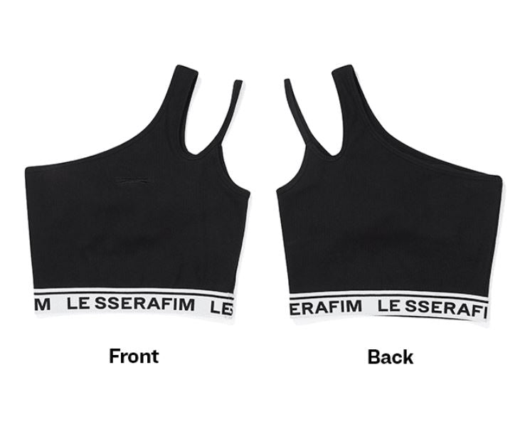 LE SSERAFIM ONE SHOULDER BRA TOP (BLACK) S/M/L