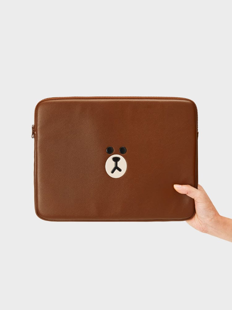 LINE FRIENDS BROWN LEATHER-LIKE LAPTOP SLEEVE (13INCH)