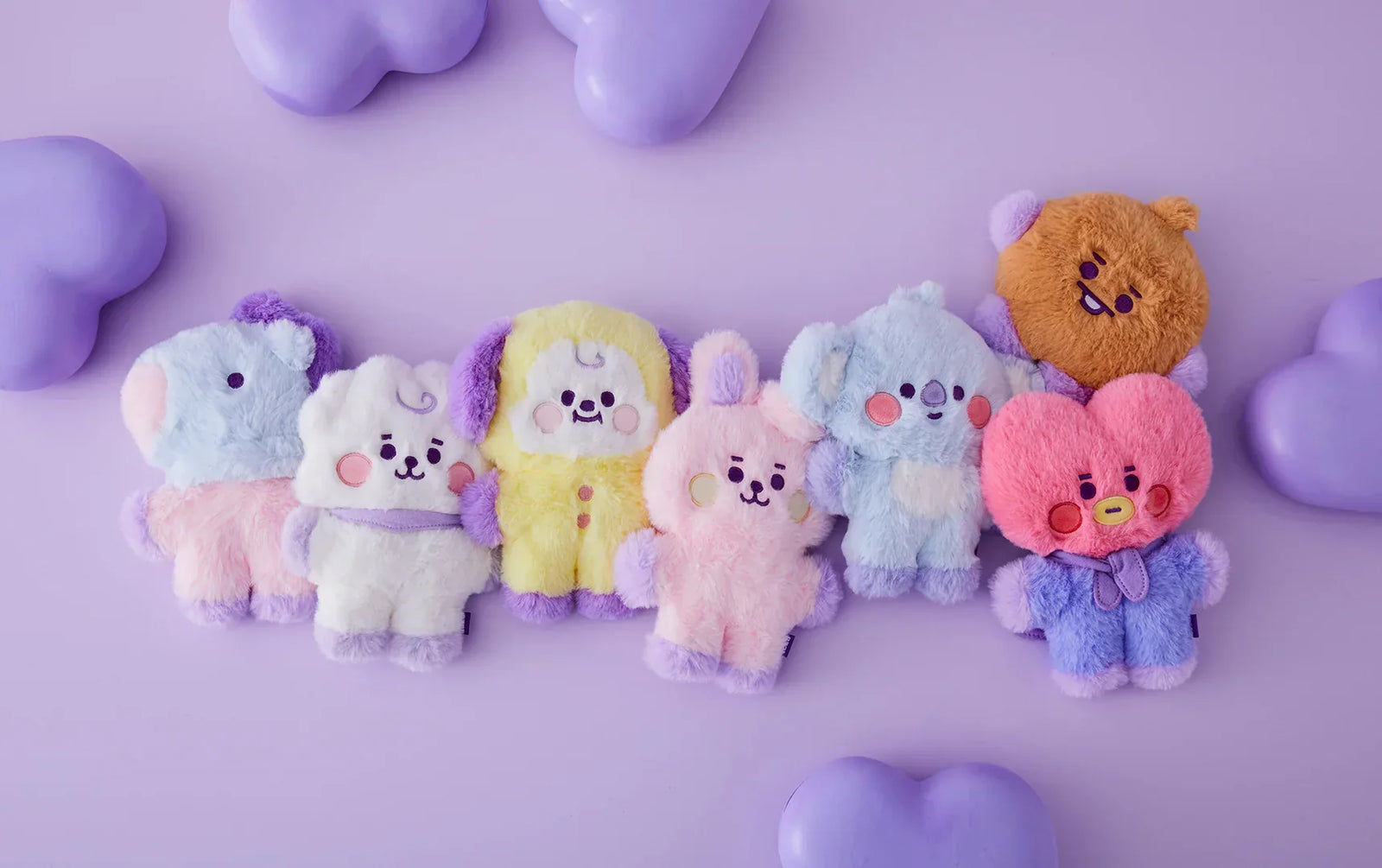 BT21 MANG BABY FLAT FUR PURPLE HEART STANDING DOLL