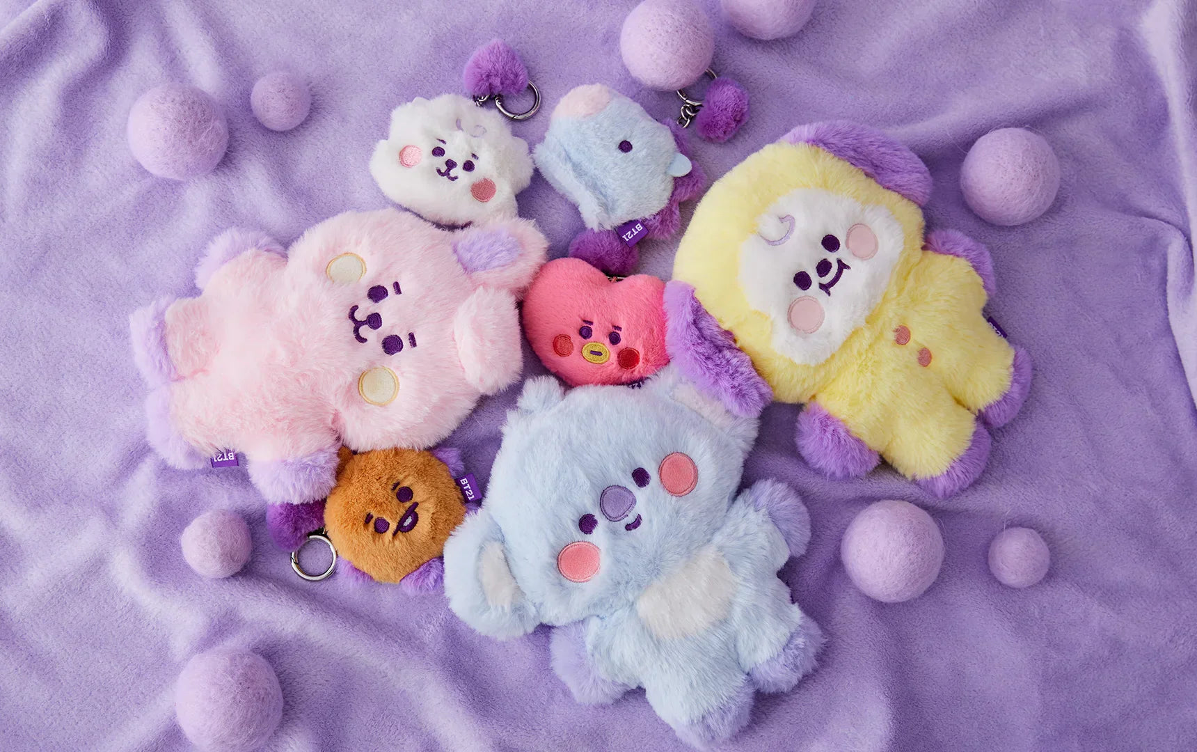 BT21 KOYA BABY FLAT FUR PURPLE HEART STANDING DOLL