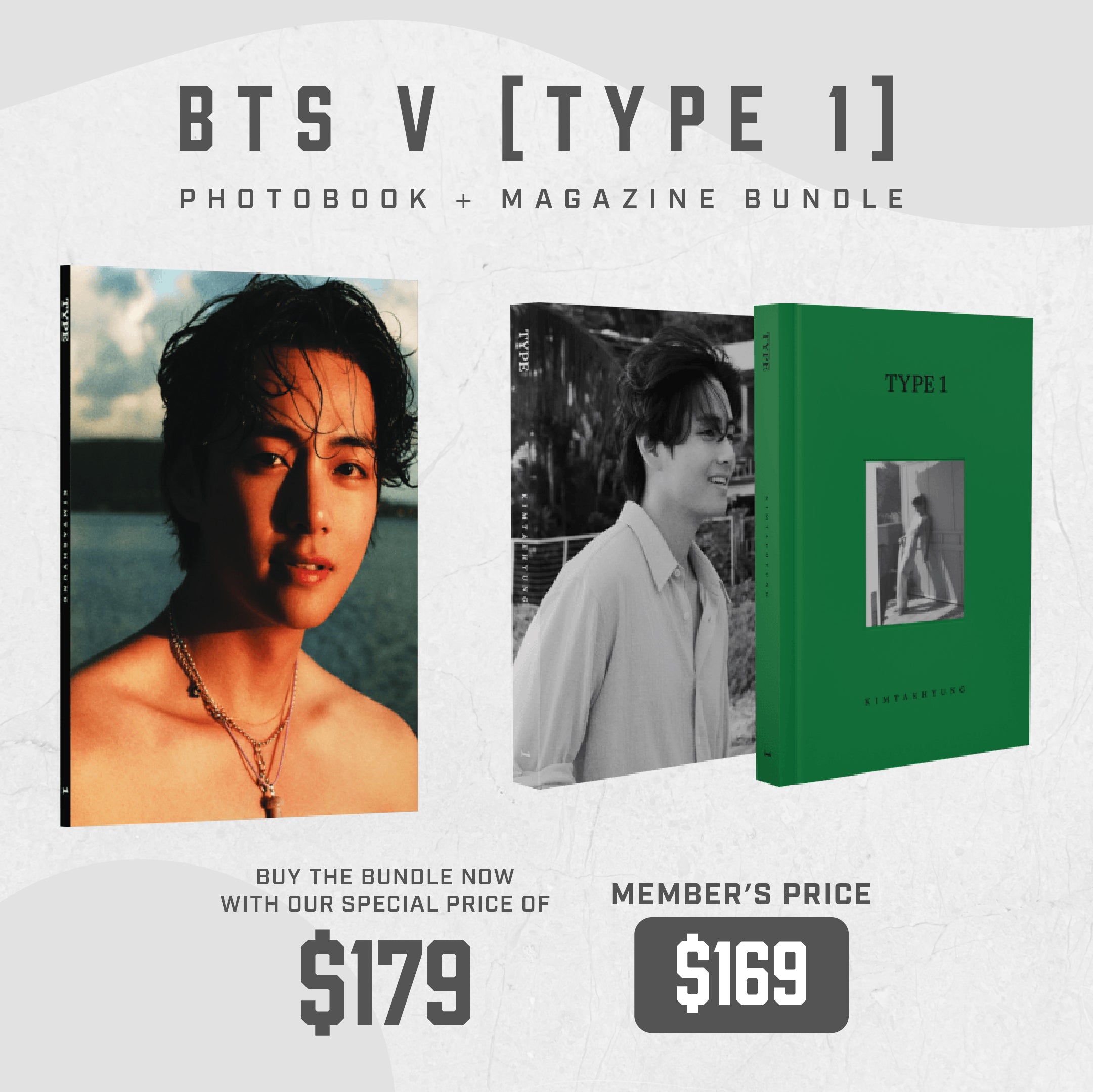 BTS V - TYPE 1 FULL SET (HARDCOVER PHOTO BOOK & MAGAZINE)