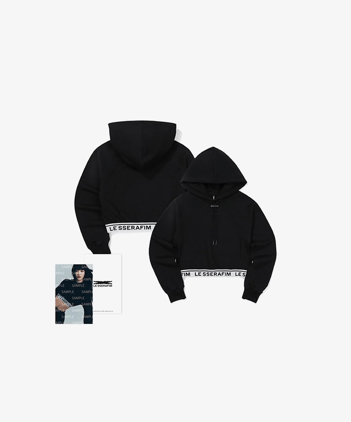 LE SSERAFIM CROP HOODIE (BLACK) L - XL